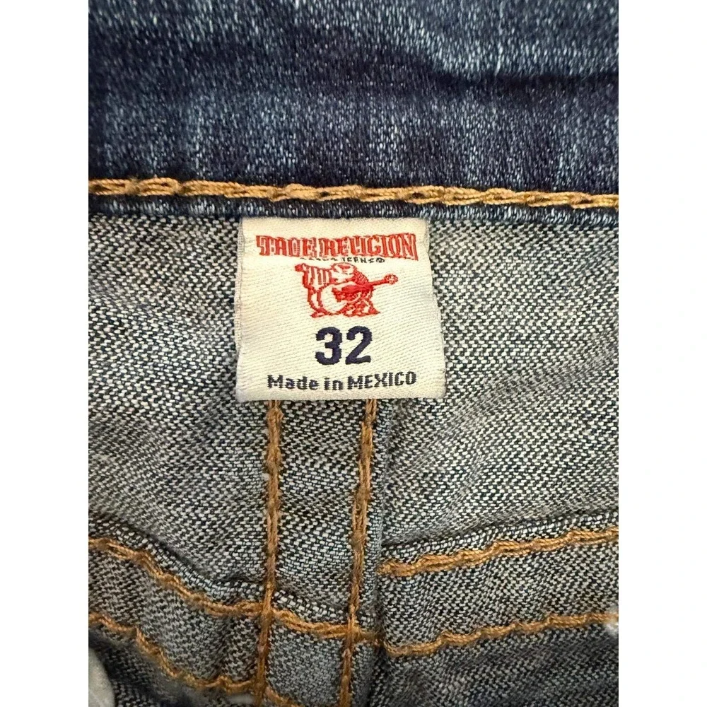 True Religion Skinny Flap Fossil Silk Big T Blue Jeans Mens 32